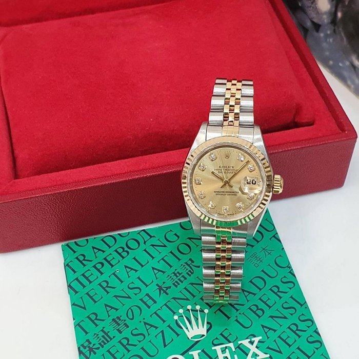 【大眾名錶】ROLEX 勞力士 69173 Datejust 蠔式女錶 金十鑽面盤 新包台 錶徑26 大眾名錶B1103-3