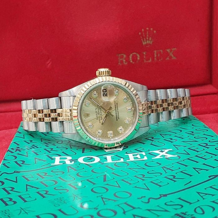 【大眾名錶】ROLEX 勞力士 69173 Datejust 蠔式女錶 金十鑽面盤 新包台 錶徑26 大眾名錶B1103-4