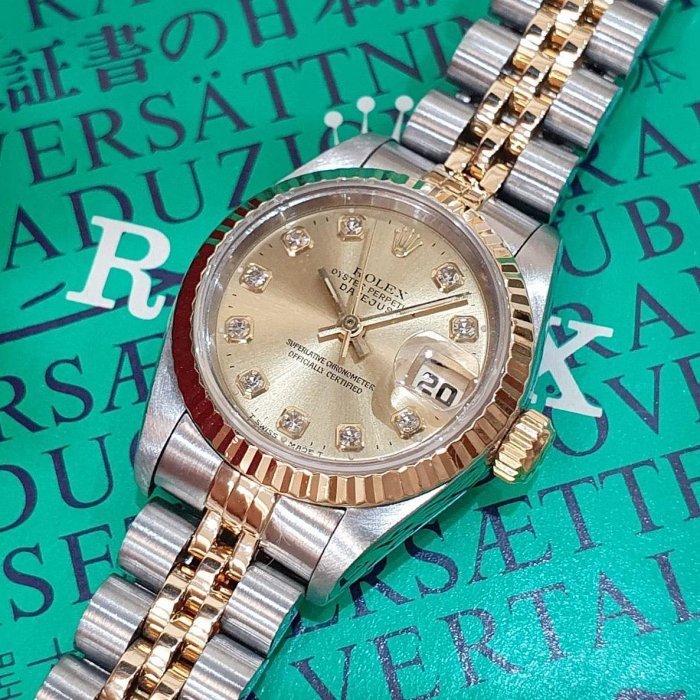 【大眾名錶】ROLEX 勞力士 69173 Datejust 蠔式女錶 金十鑽面盤 新包台 錶徑26 大眾名錶B1103-5