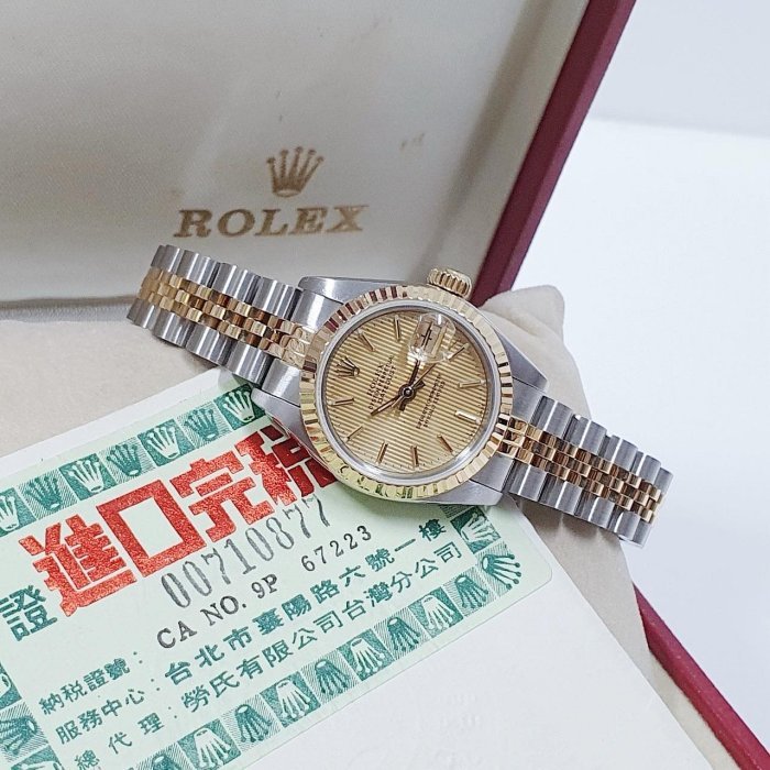 【大眾名錶】ROLEX 勞力士 69173 Datejust 蠔式日誌 女錶半金款 金色直條紋面盤 錶徑26mm 大眾名錶B1107-2