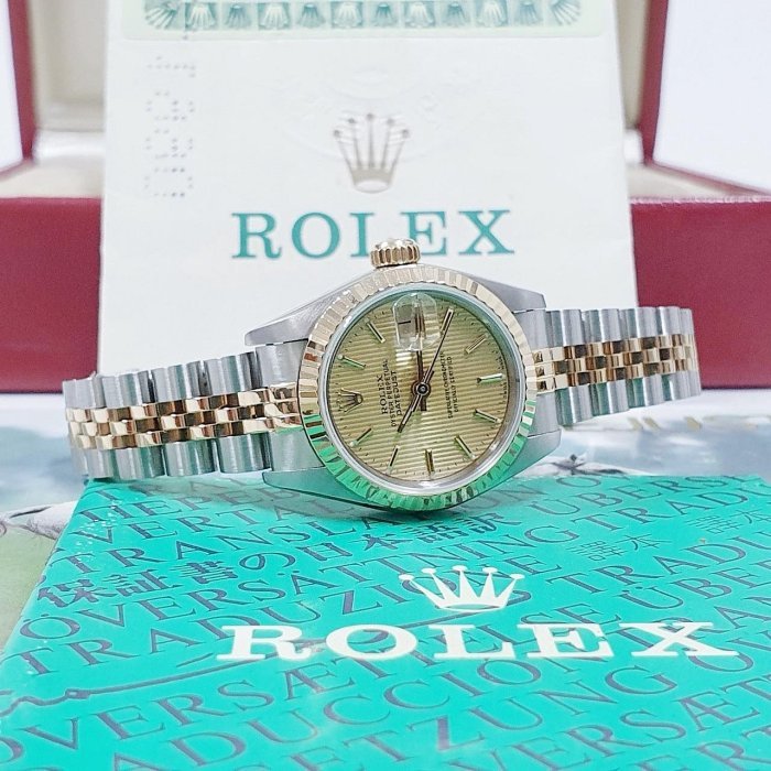 【大眾名錶】ROLEX 勞力士 69173 Datejust 蠔式日誌 女錶半金款 金色直條紋面盤 錶徑26mm 大眾名錶B1107-4