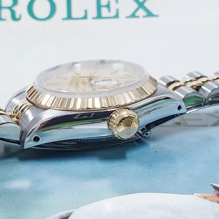 【大眾名錶】ROLEX 勞力士 69173 Datejust 蠔式日誌 女錶半金款 金色直條紋面盤 錶徑26mm 大眾名錶B1107-5