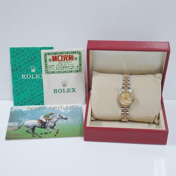 【大眾名錶】ROLEX 勞力士 69173 Datejust 蠔式日誌 女錶半金款 金色直條紋面盤 錶徑26mm 大眾名錶B1107-9