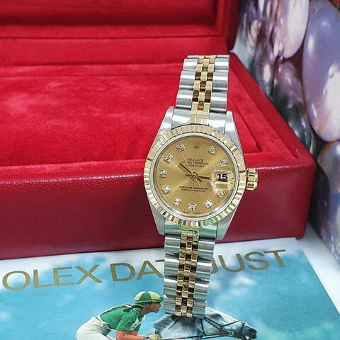 【大眾名錶】ROLEX 勞力士 69173 Datejust 蠔式女錶 金十鑽面盤新包台 原廠底蓋貼紙 大眾名錶G175