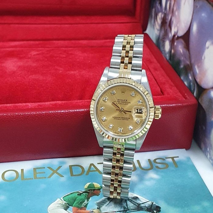 【大眾名錶】ROLEX 勞力士 69173 Datejust 蠔式女錶 金十鑽面盤新包台 原廠底蓋貼紙 大眾名錶G175-0