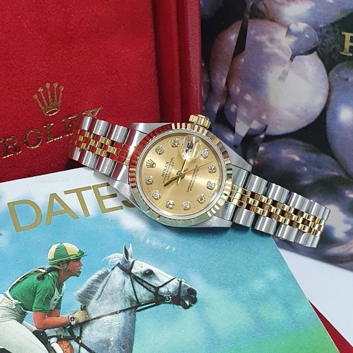 【大眾名錶】ROLEX 勞力士 69173 Datejust 蠔式女錶 金十鑽面盤新包台 原廠底蓋貼紙 大眾名錶G175-1