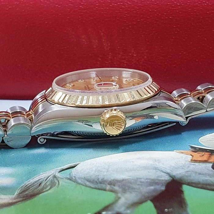 【大眾名錶】ROLEX 勞力士 69173 Datejust 蠔式女錶 金十鑽面盤新包台 原廠底蓋貼紙 大眾名錶G175-5