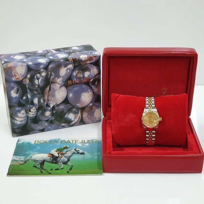 【大眾名錶】ROLEX 勞力士 69173 Datejust 蠔式女錶 金十鑽面盤新包台 原廠底蓋貼紙 大眾名錶G175-8