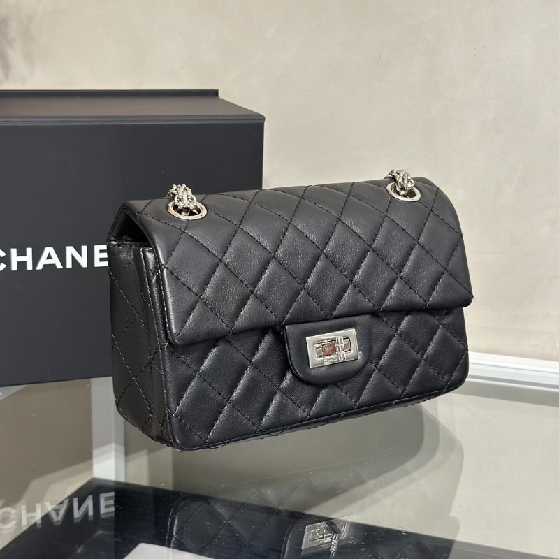 CHANEL 2.55經典口蓋包 20 - 黑銀-2