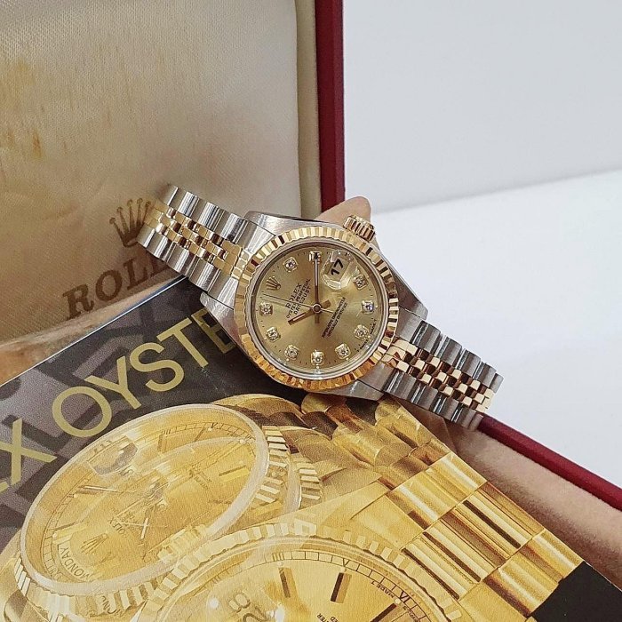 【大眾名錶】ROLEX 勞力士 69173 Datejust 蠔式女錶 金十鑽面盤 原帶未整理 大眾名錶G170-2