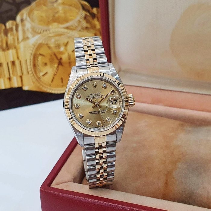【大眾名錶】ROLEX 勞力士 69173 Datejust 蠔式女錶 金十鑽面盤 原帶未整理 大眾名錶G170-3