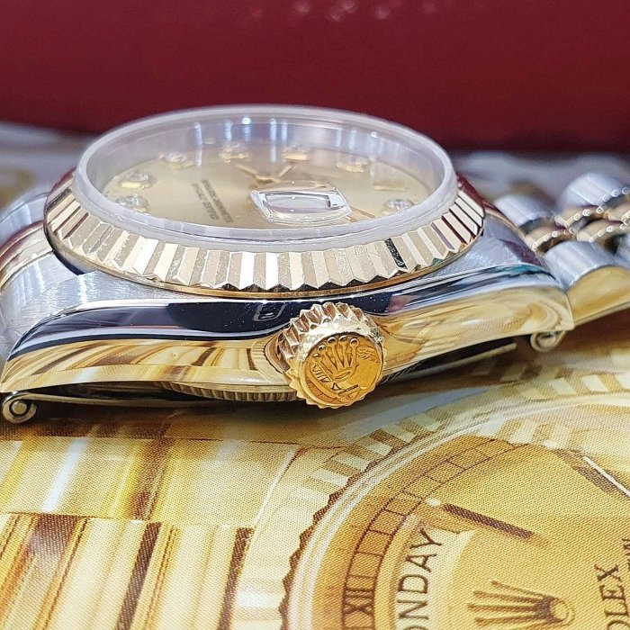【大眾名錶】ROLEX 勞力士 69173 Datejust 蠔式女錶 金十鑽面盤 原帶未整理 大眾名錶G170-5