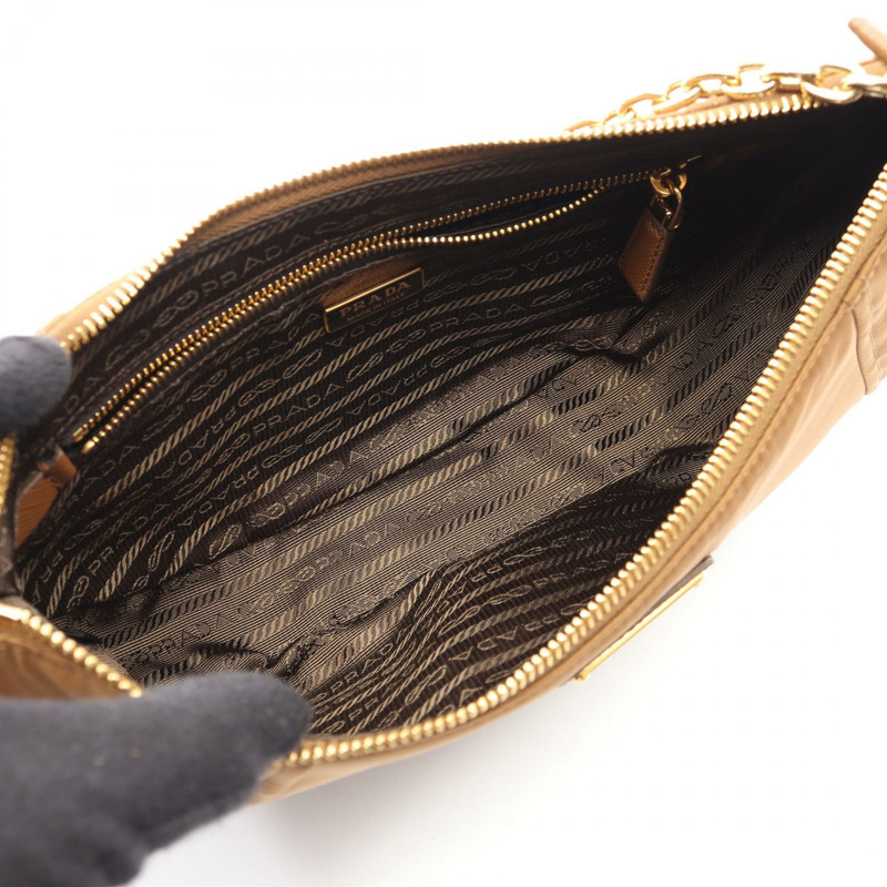 PRADA Demi-Lune Re-Nylon 鏈條斜背包 1BH222 Saffiano 皮革 二手-2