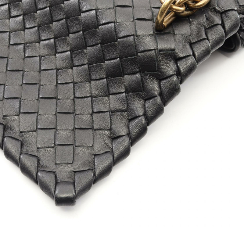 BOTTEGA VENETA Olympian Intrecciato CHain 單背包，黑色皮革，二手女款-6