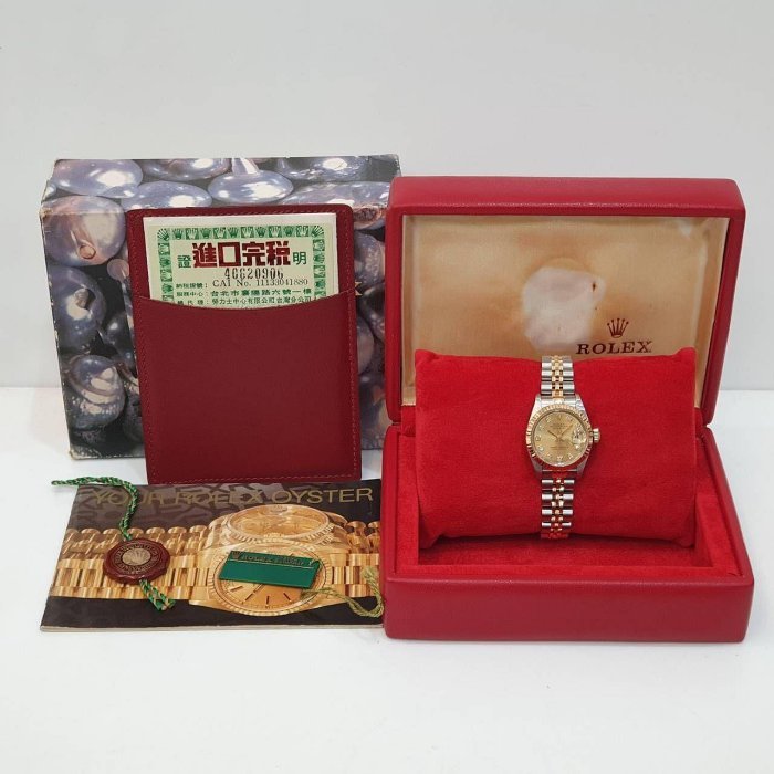 【大眾名錶】ROLEX 勞力士 69173 Datejust 半金女錶 金十鑽面盤 台灣AD全配件 大眾名錶G193-9