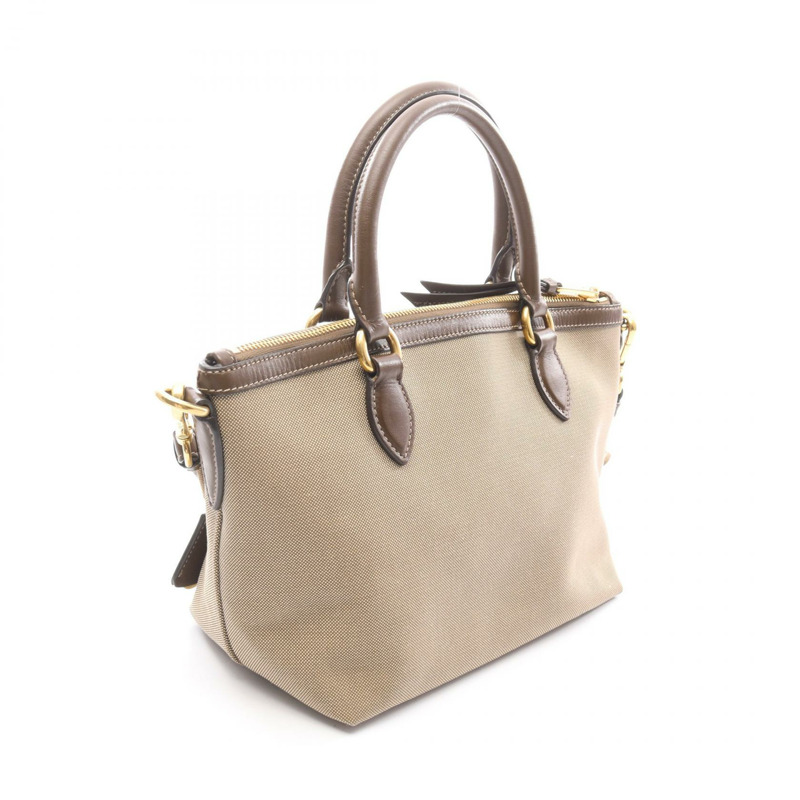 PRADA LOGO JACQUARD 2WAY Shuolder 斜背包，帆布皮革材質，棕色，二手-1