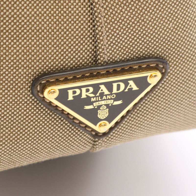 PRADA LOGO JACQUARD 2WAY Shuolder 斜背包，帆布皮革材質，棕色，二手-4