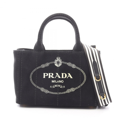 PRADA CANAPA 2WAY 肩斜背包手提包 1BG439 帆布黑 二手 女款