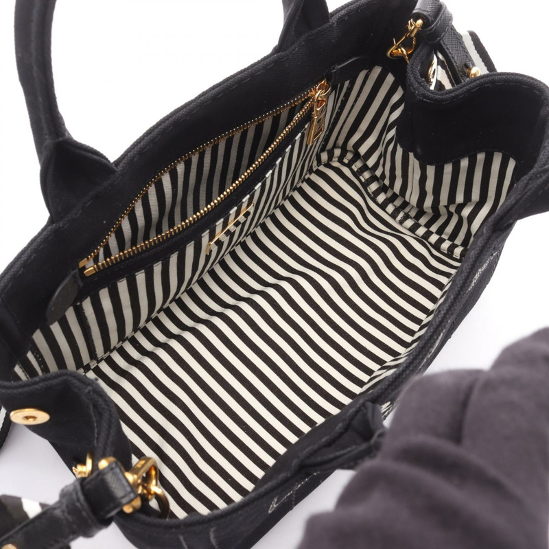 PRADA CANAPA 2WAY 肩斜背包手提包 1BG439 帆布黑 二手 女款-2
