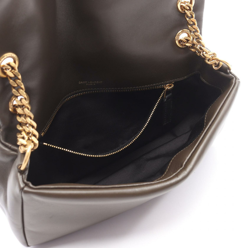 SAINT LAURENT PARIS Calypso YSL logo 鏈條肩背包 734153 皮革 棕色-2