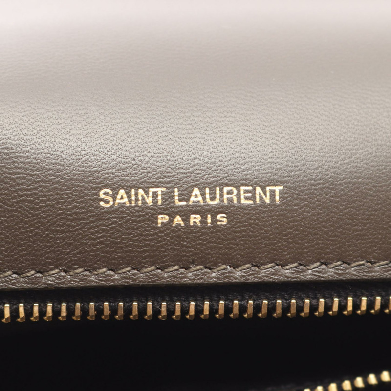 SAINT LAURENT PARIS Calypso YSL logo 鏈條肩背包 734153 皮革 棕色-3