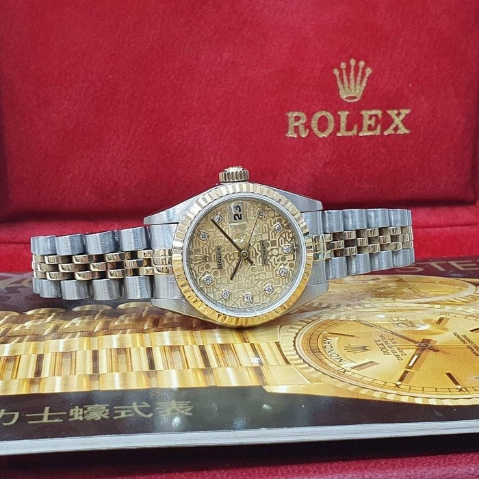 【大眾名錶】ROLEX 勞力士 69173 Datejust 半金女錶 紀念金十鑽面盤 新包台 大眾名錶G219-4
