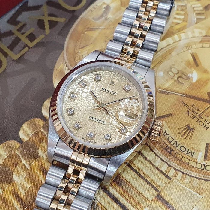 【大眾名錶】ROLEX 勞力士 69173 Datejust 半金女錶 紀念金十鑽面盤 新包台 大眾名錶G219-5