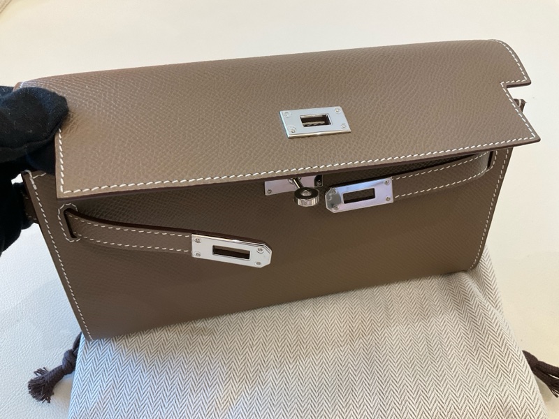 🥰愛馬仕Kelly to go大象灰銀扣W刻-7