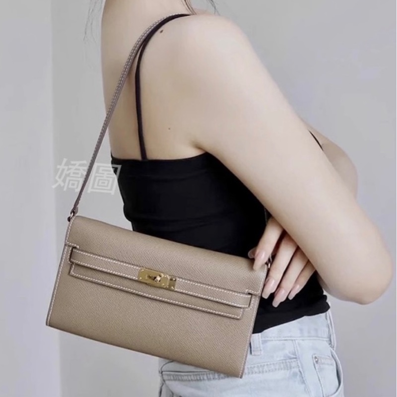 🥰愛馬仕Kelly to go大象灰銀扣W刻-29
