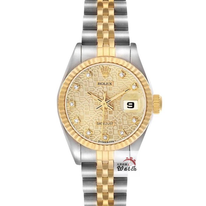 【大眾名錶】ROLEX 勞力士 69173 Datejust 半金女錶 金十鑽紀念面盤 台灣公司貨 大眾名錶B1164-0