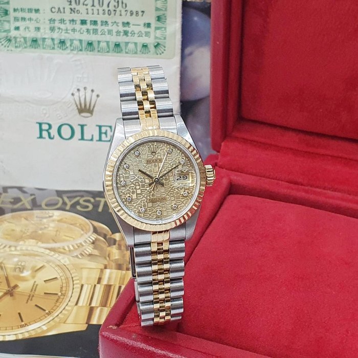 【大眾名錶】ROLEX 勞力士 69173 Datejust 半金女錶 金十鑽紀念面盤 台灣公司貨 大眾名錶B1164-1