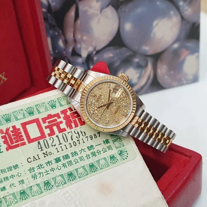 【大眾名錶】ROLEX 勞力士 69173 Datejust 半金女錶 金十鑽紀念面盤 台灣公司貨 大眾名錶B1164-2