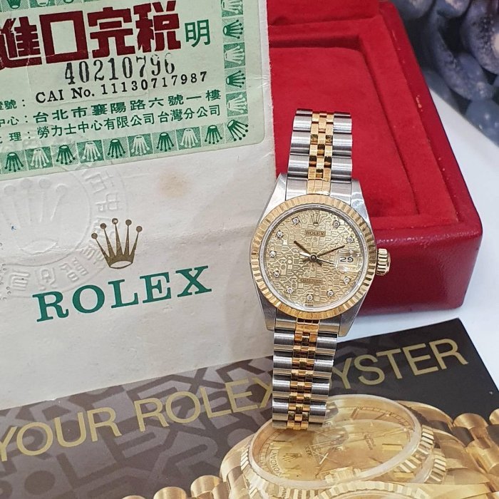 【大眾名錶】ROLEX 勞力士 69173 Datejust 半金女錶 金十鑽紀念面盤 台灣公司貨 大眾名錶B1164-3