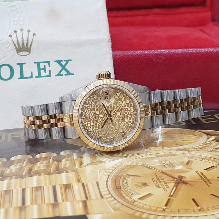 【大眾名錶】ROLEX 勞力士 69173 Datejust 半金女錶 金十鑽紀念面盤 台灣公司貨 大眾名錶B1164-4