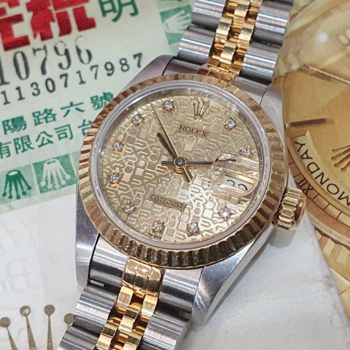 【大眾名錶】ROLEX 勞力士 69173 Datejust 半金女錶 金十鑽紀念面盤 台灣公司貨 大眾名錶B1164-5