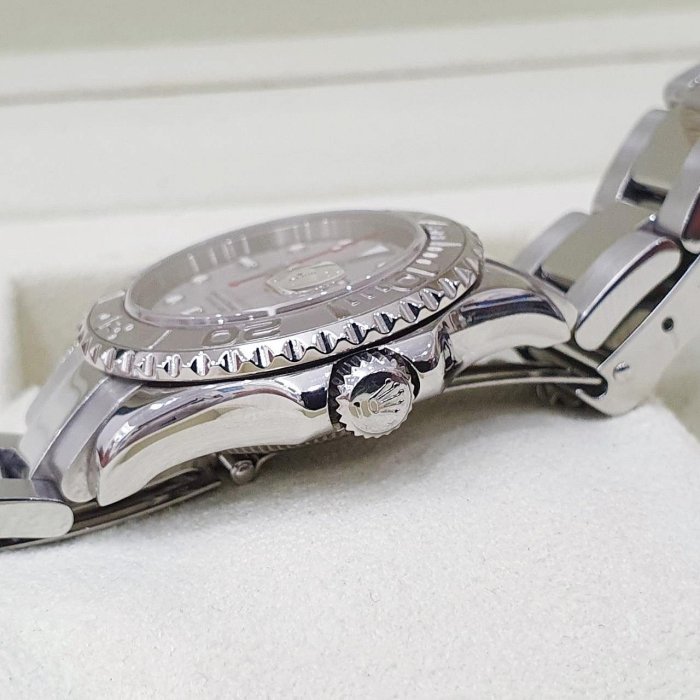 【大眾名錶】Rolex 勞力士169622 Yacht-Master 小遊艇 灰面紅針 鉑金噴砂面盤 大眾名錶B1032-6