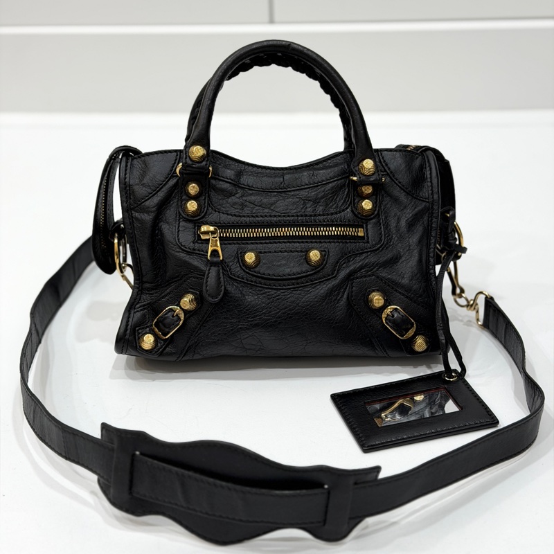 BALENCIAGA 巴黎世家 mini City 黑色 機車包 斜背包 肩背包 側背包 手提包-0