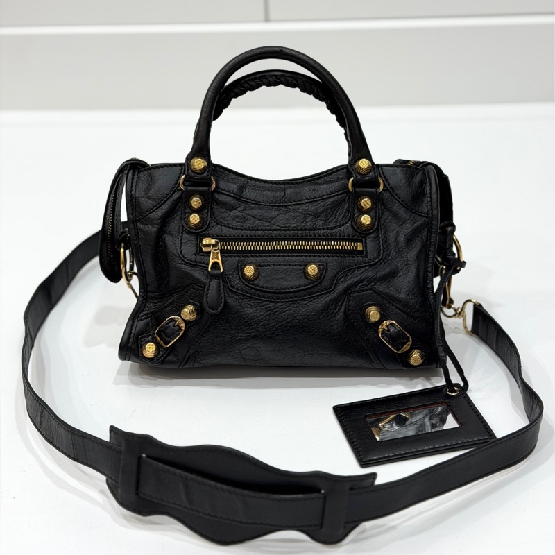 BALENCIAGA 巴黎世家 mini City 黑色 機車包 斜背包 肩背包 側背包 手提包-1