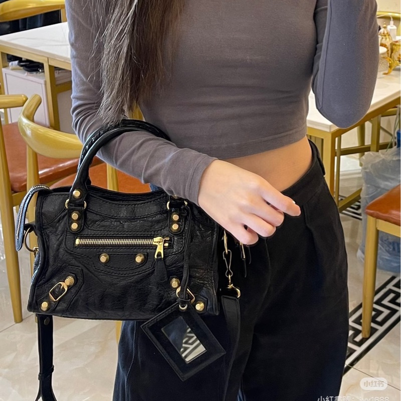 BALENCIAGA 巴黎世家 mini City 黑色 機車包 斜背包 肩背包 側背包 手提包-2