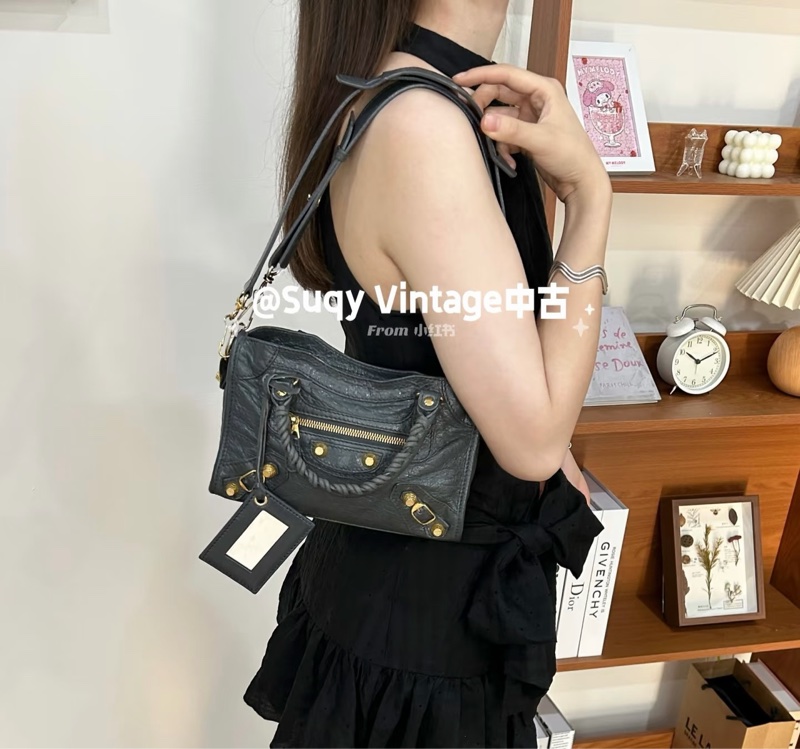 BALENCIAGA 巴黎世家 mini City 黑色 機車包 斜背包 肩背包 側背包 手提包-5