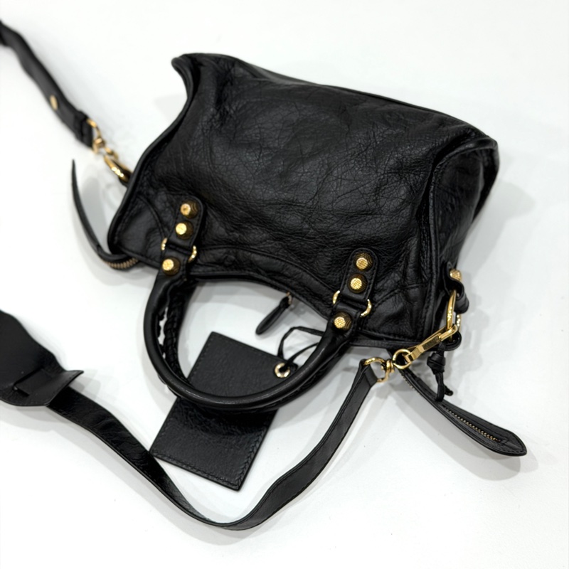 BALENCIAGA 巴黎世家 mini City 黑色 機車包 斜背包 肩背包 側背包 手提包-7