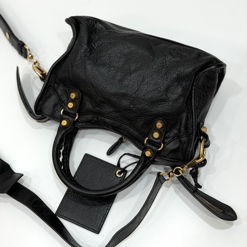 BALENCIAGA 巴黎世家 mini City 黑色 機車包 斜背包 肩背包 側背包 手提包-8