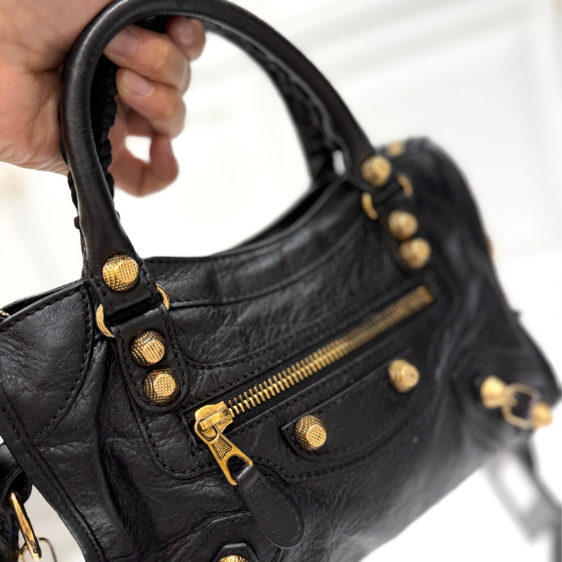 BALENCIAGA 巴黎世家 mini City 黑色 機車包 斜背包 肩背包 側背包 手提包-9