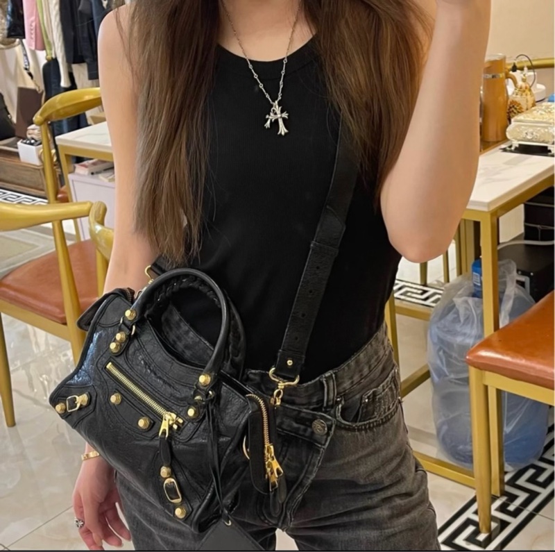 BALENCIAGA 巴黎世家 mini City 黑色 機車包 斜背包 肩背包 側背包 手提包-10