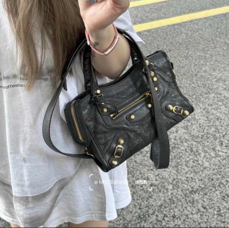 BALENCIAGA 巴黎世家 mini City 黑色 機車包 斜背包 肩背包 側背包 手提包-19