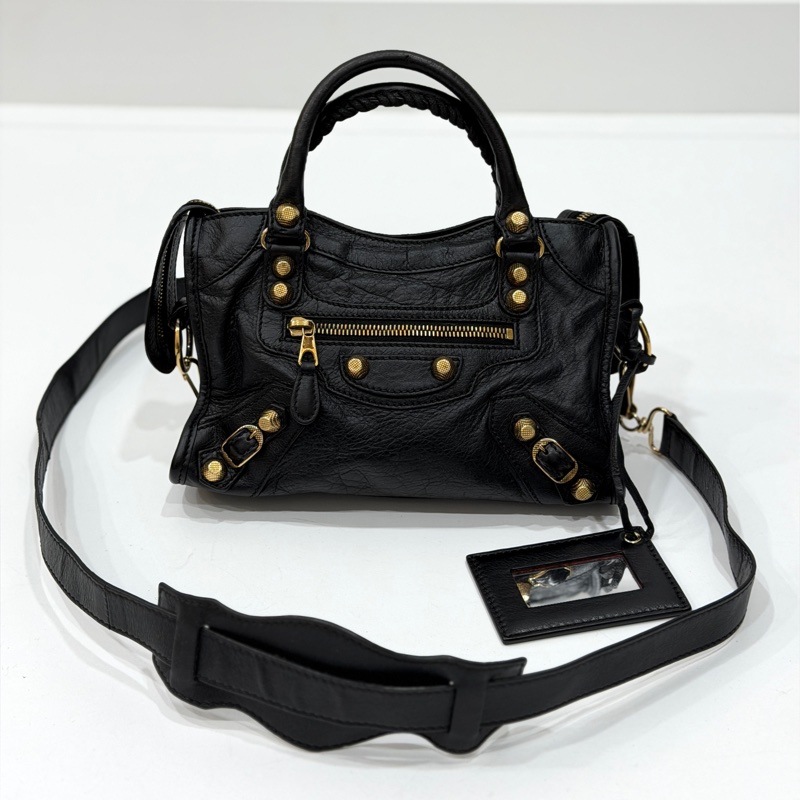 BALENCIAGA 巴黎世家 mini City 黑色 機車包 斜背包 肩背包 側背包 手提包-20