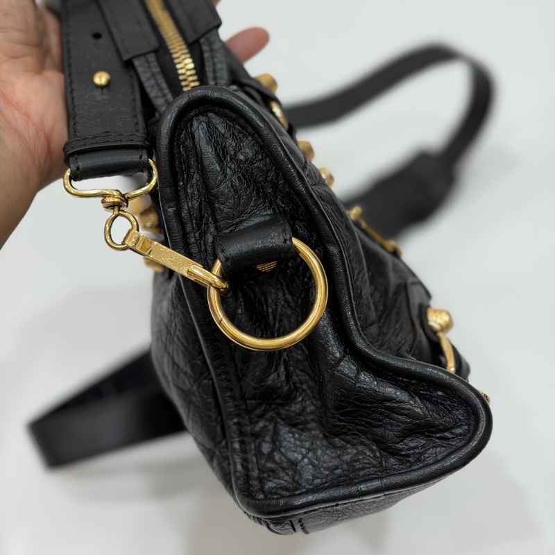 BALENCIAGA 巴黎世家 mini City 黑色 機車包 斜背包 肩背包 側背包 手提包-21