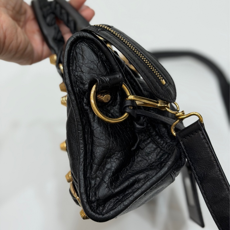 BALENCIAGA 巴黎世家 mini City 黑色 機車包 斜背包 肩背包 側背包 手提包-22