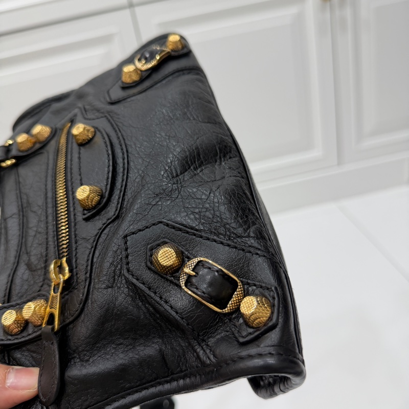 BALENCIAGA 巴黎世家 mini City 黑色 機車包 斜背包 肩背包 側背包 手提包-28