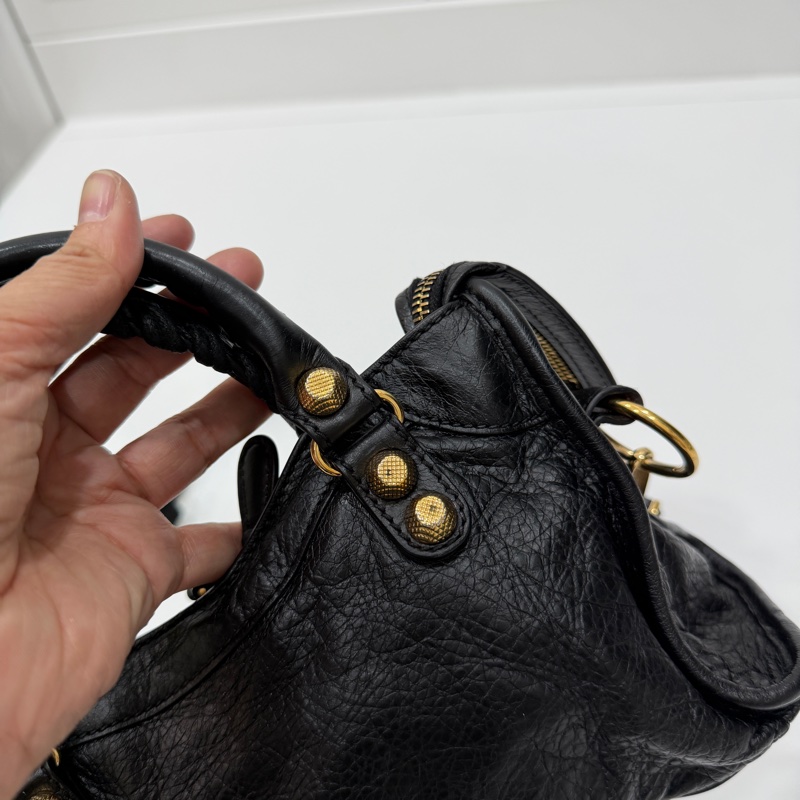 BALENCIAGA 巴黎世家 mini City 黑色 機車包 斜背包 肩背包 側背包 手提包-29